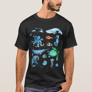 Waterverf Zee Dieren Kinder zeedieren T-shirt