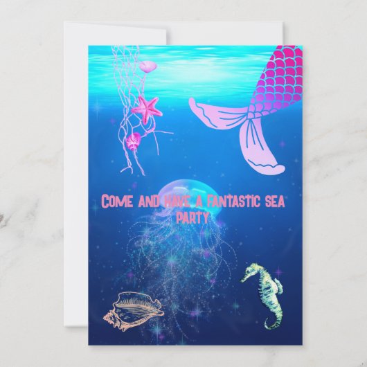 Waterverf Zee Dieren Verjaardagsfeest Uitnodiging (Achterkant)