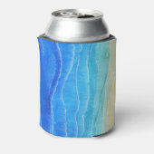 Waterverf zee en strand uitzicht. blikjeskoeler (Blikje Achterkant)
