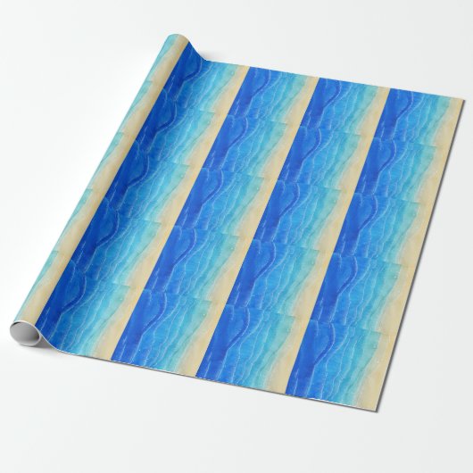 Waterverf zee en strand uitzicht. cadeaupapier (Uitgerold)