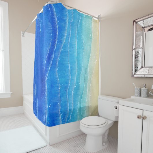 Waterverf zee en strand uitzicht. douchegordijn (In situ)