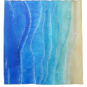 Waterverf zee en strand uitzicht. douchegordijn (Voorkant)