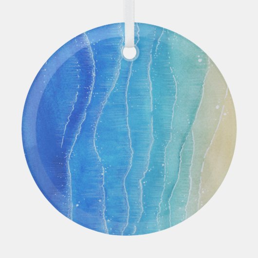 Waterverf zee en strand uitzicht. glas ornament (Voorkant)