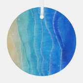 Waterverf zee en strand uitzicht. glas ornament (Achterkant)