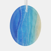 Waterverf zee en strand uitzicht. glas ornament (Voorkant Rechts)