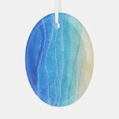 Waterverf zee en strand uitzicht. glas ornament (Voorkant links)