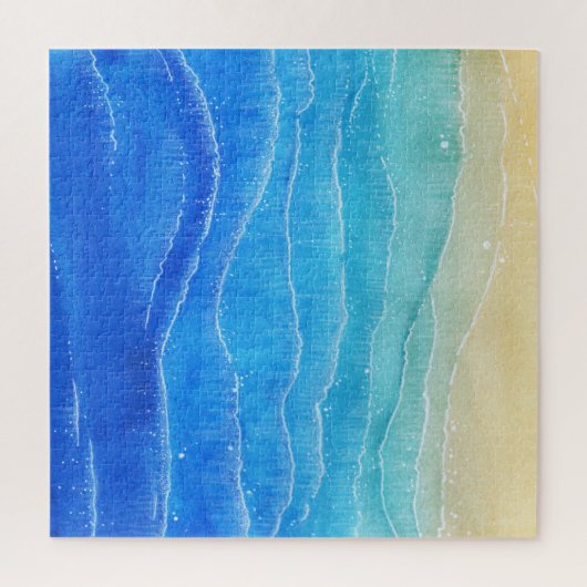 Waterverf zee en strand uitzicht. legpuzzel (Verticaal)