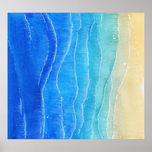 Waterverf zee en strand uitzicht. poster (Voorkant)
