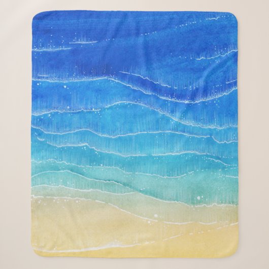 Waterverf zee en strand uitzicht. sherpa deken (Voorkant)