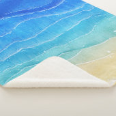 Waterverf zee en strand uitzicht. sherpa deken (3/4)