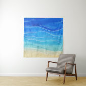 Waterverf zee en strand uitzicht. wandkleed (In Situ (horizontaal))