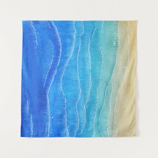 Waterverf zee en strand uitzicht. wandkleed (Voorkant)