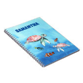 Waterverf Zee Friends Fish Turtles Monogram Name Notitieboek (Rechterzijde)