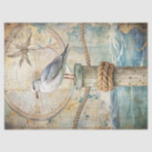 Waterverf  zee Glarus meeuw kompas oude kaart Tissuepapier (Voorkant)