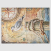 Waterverf  zee Glarus meeuw kompas oude kaart Tissuepapier (Voorkant)