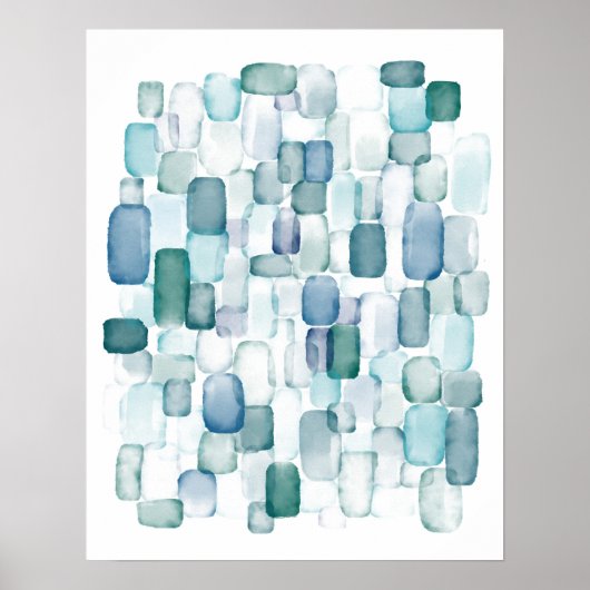 Waterverf Zee Glass Art Print (Voorkant)