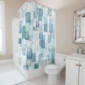 Waterverf Zee Glass Douchegordijn (In situ)