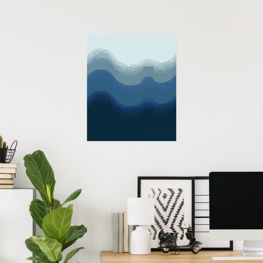 Waterverf Zee Gradient Beach Glass Color Block Poster (Thuiskantoor)