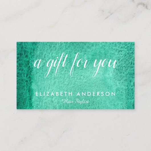 Waterverf zee groene cadeau visitekaartjes (Voorkant)