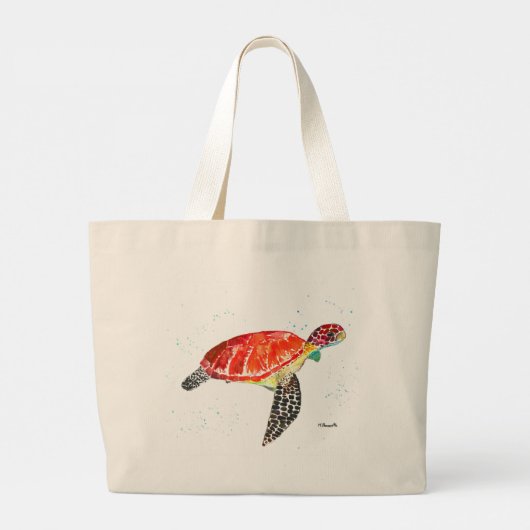 Waterverf zee grote tote bag (Achterkant)