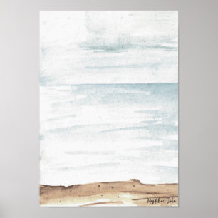 Waterverf zee in lichte kleuren poster
