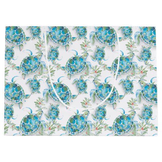 Waterverf Zee Kerstmis Groot Cadeauzakje (Voorkant)