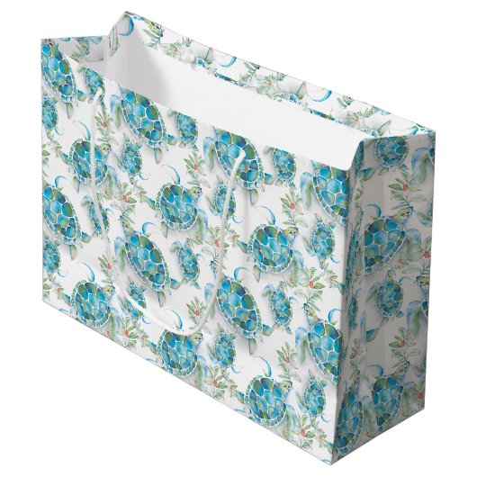 Waterverf Zee Kerstmis Groot Cadeauzakje (Voorkant Gekanteld)