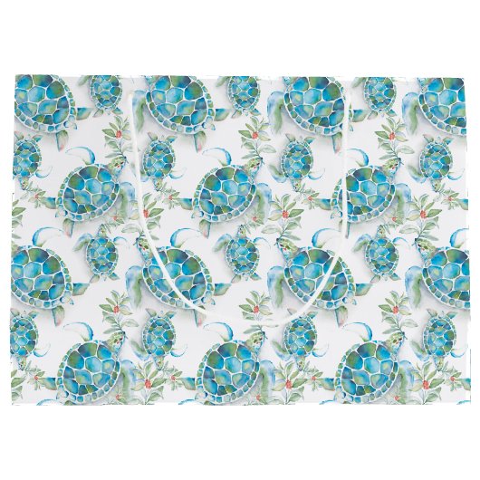 Waterverf Zee Kerstmis Groot Cadeauzakje (Achterkant)