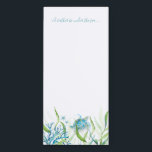 Waterverf Zee Kiekband Magnetisch Notitieblok<br><div class="desc">Dit memo-notitieblok is zowel Schattige als aan de kust en bevat de woorden "I'd preferred be under the zee" in blauwe scripttypografie. Het kan worden gepersonaliseerd met uw familienaam of monogram in een handgeschreven scripttypografie. Het is ontworpen met behulp van een replica van mijn originele waterverf zeeen schildpad in tinten...</div>