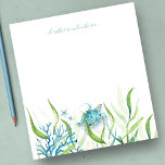 Waterverf Zee Kiekband Notitieblok<br><div class="desc">Cute en kuststrook, deze tropische papiermachine kenmerkt de woorden "Ik zou liever onder het zee staan" in blauw script typografie. Het kan met uw familienaam of monogram in een hand letterlijke manuscripttypografie worden gepersonaliseerd. Het is ontworpen met behulp van een replica van mijn oorspronkelijke waterverf zee schildpad in schaduwen van...</div>