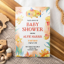 Waterverf Zee Leven Neutraal Geslacht Baby shower