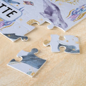 Waterverf Zee Levenslang Faux Glitter Name Gift Legpuzzel (Zijkant)