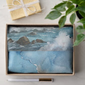 Waterverf  zee licht huis Glarus meeuwen Tissuepapier (Geschenk)