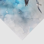 Waterverf  zee licht huis Glarus meeuwen Tissuepapier (Detail)