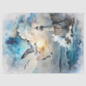 Waterverf  zee licht huis Glarus meeuwen Tissuepapier (Voorkant)