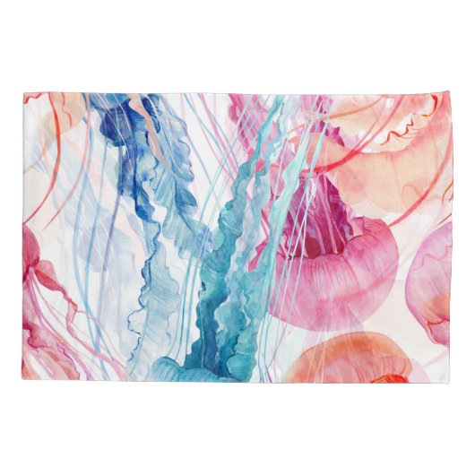 Waterverf Zee Life: Bellen & Kwallen Kussensloop (Achterkant)