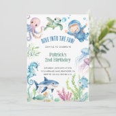 Waterverf Zee Life Kids Verjaardag Kaart (Staand voorkant)