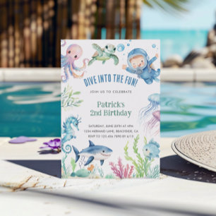 Waterverf Zee Life Kids Verjaardag Kaart