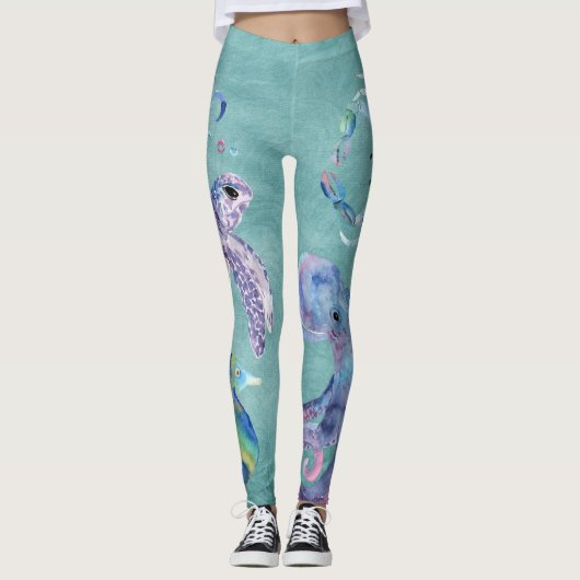 Waterverf Zee Life Leggings (Voorkant)