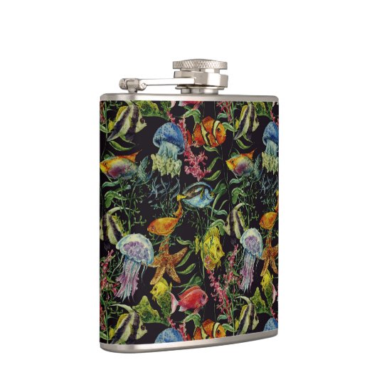 Waterverf Zee Life Patroon 1 Heupfles (Rechts)