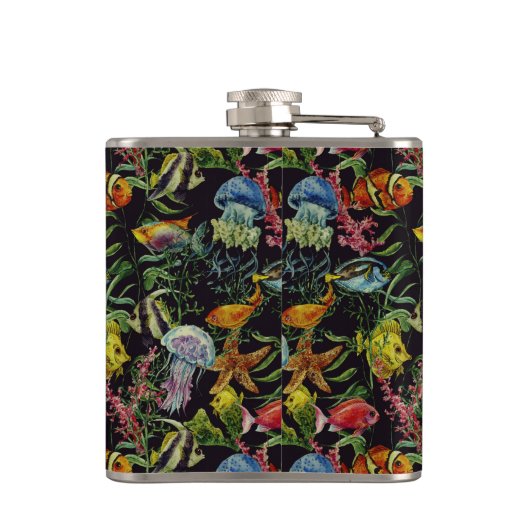 Waterverf Zee Life Patroon 1 Heupfles (Achterkant)