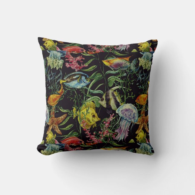 Waterverf Zee Life Patroon 1 Kussen (Voorkant)