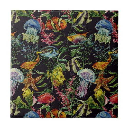 Waterverf Zee Life Patroon 1 Tegeltje (Voorkant)