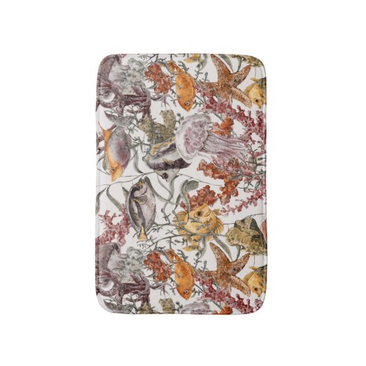 Waterverf Zee Life Patroon 2 Badmat (Voorkant Verticaal)