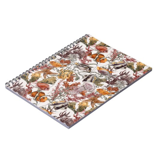 Waterverf Zee Life Patroon 2 Notitieboek (Linkerzijde)