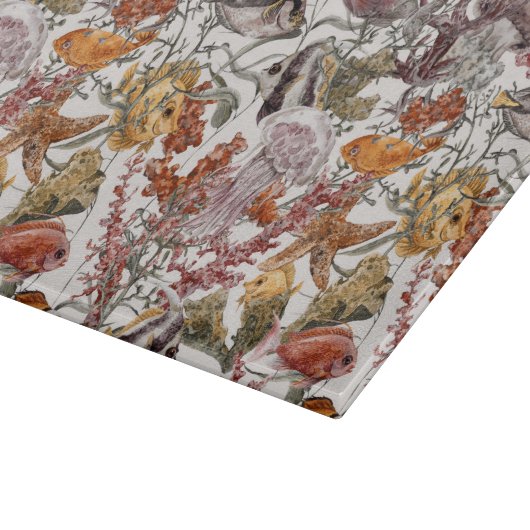 Waterverf Zee Life Patroon 2 Snijplank (Hoek)