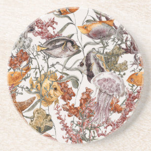 Waterverf Zee Life Patroon 2 Zandsteen Onderzetter