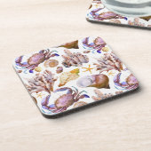 Waterverf Zee Life Patroon 4 Bier Onderzetter (Linkerzijde)