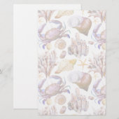 Waterverf Zee Life Patroon 4 Briefpapier (Voorkant / Achterkant)