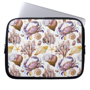 Waterverf Zee Life Patroon 4 Laptop Sleeve